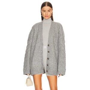 Helsa Serena cable cardigan in heather grey